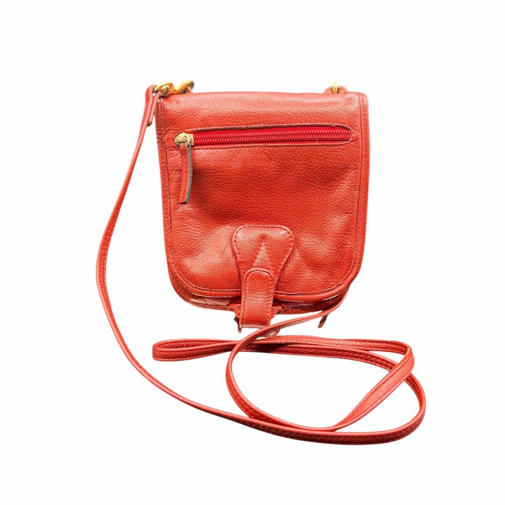J P Ourse & Cie Red Leather Crossbody Belt Bag Organizer Made USA wallet